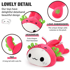Onsoyours axolotl dragon fruit plush on bed adds cute decorative charm.