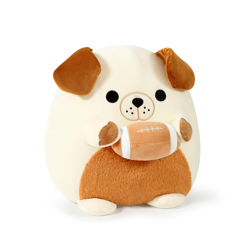 Onsoyours Bulldog Plush with Football, 12-inch cuddly companion for travel and play