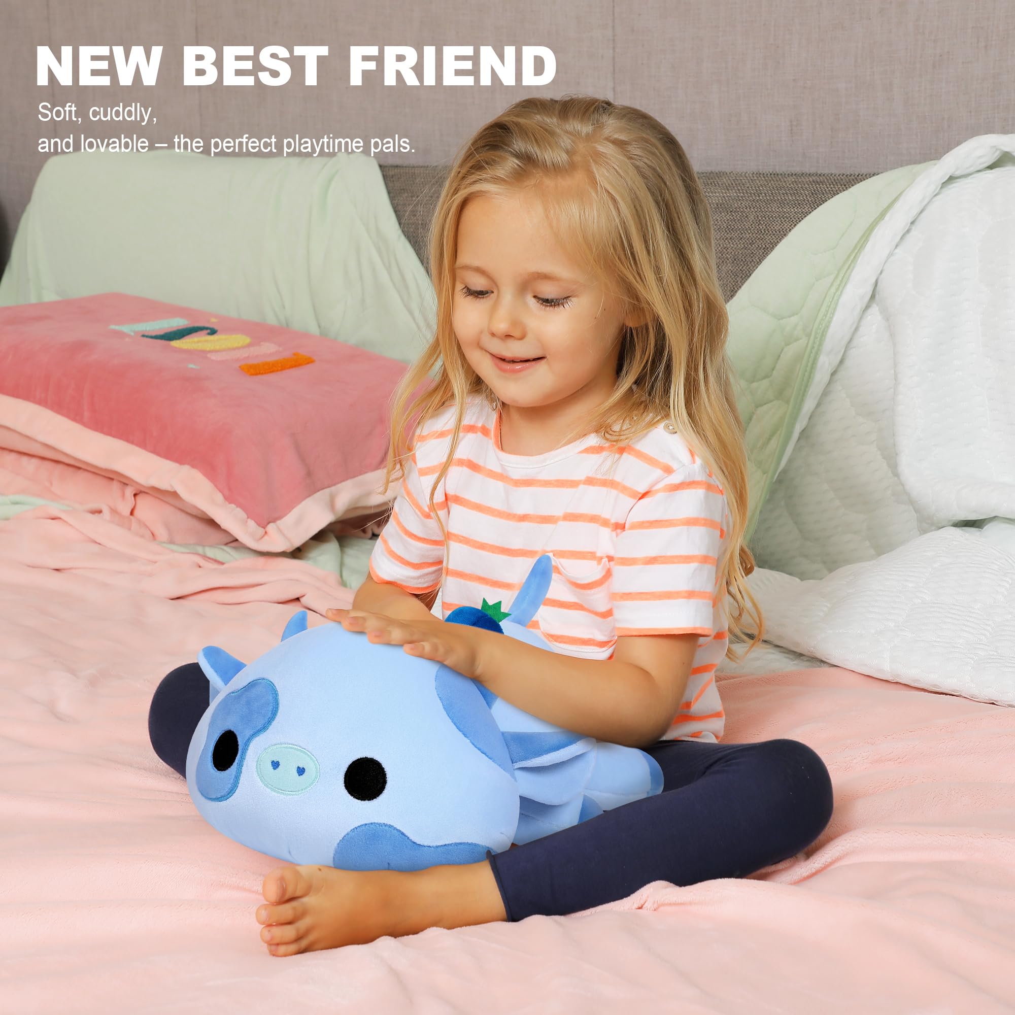 Onsoyours Cute Cow Plush Blueberry kids bedtime moment, soothing companion