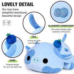 Onsoyours Cute Cow Plush Blueberry texture close-up, ultra-soft fabric feel