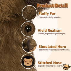 Onsoyours Highland Cow luxury-soft-plush showcases generous size for family cuddles.