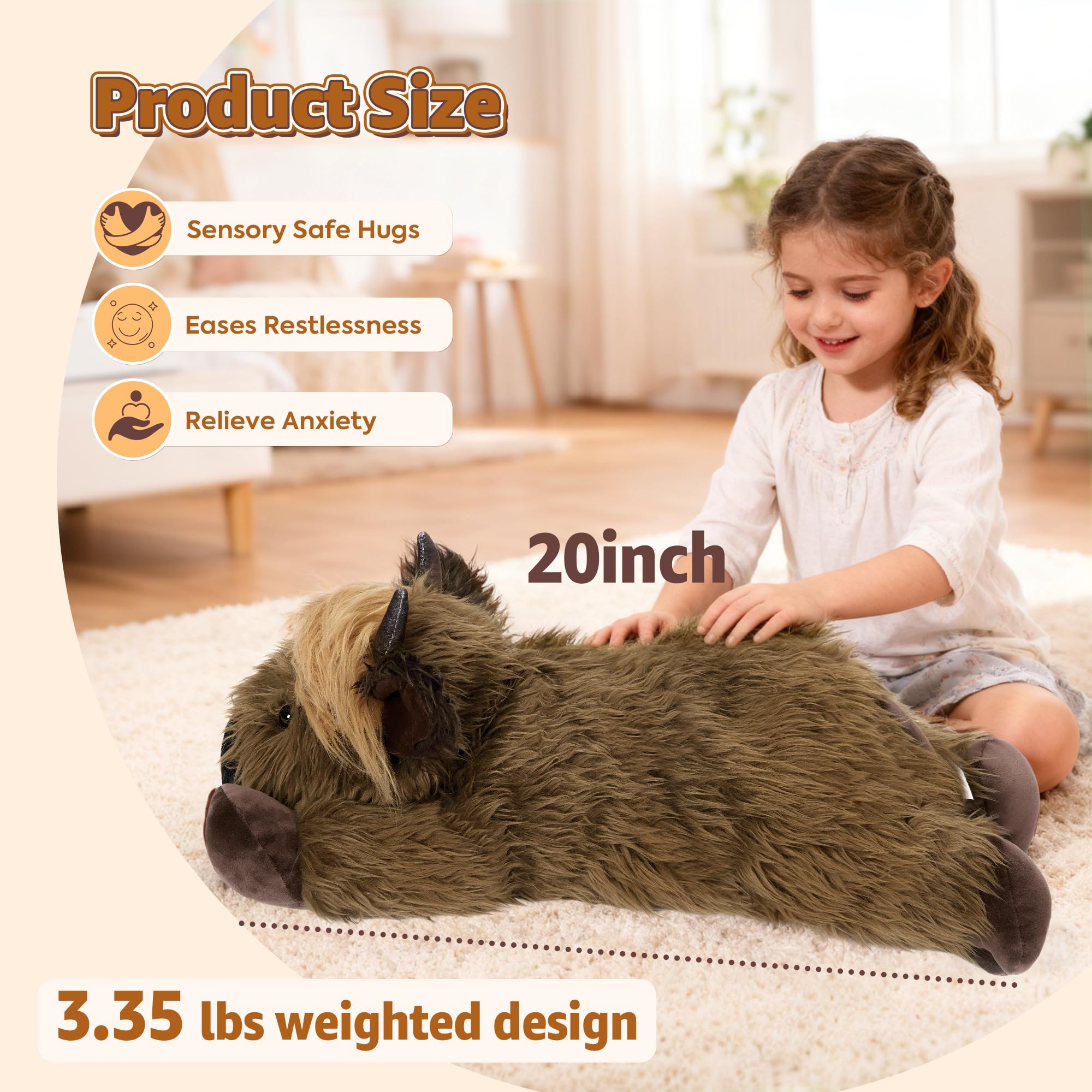 Onsoyours Highland Cow microwave-heat-therapy pillow for extended warmth during colder evenings.