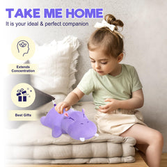 Onsoyours Original Hippo Weighted Plush shelf display demonstrating compact collectible design 9.8 inches tall.