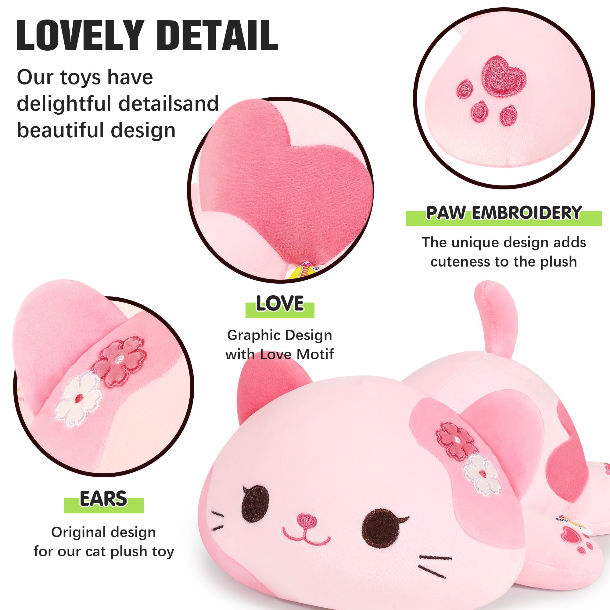Onsoyours Sakura Cat detail stitching around ears and sakura motif for durability.