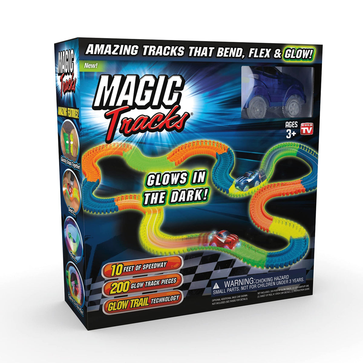 Ontel Magic Tracks 10-foot track sections for flexible play and quick setup.