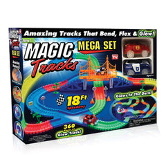 Ontel Magic Tracks Mega Set glow track for bendable night racing and creativity.