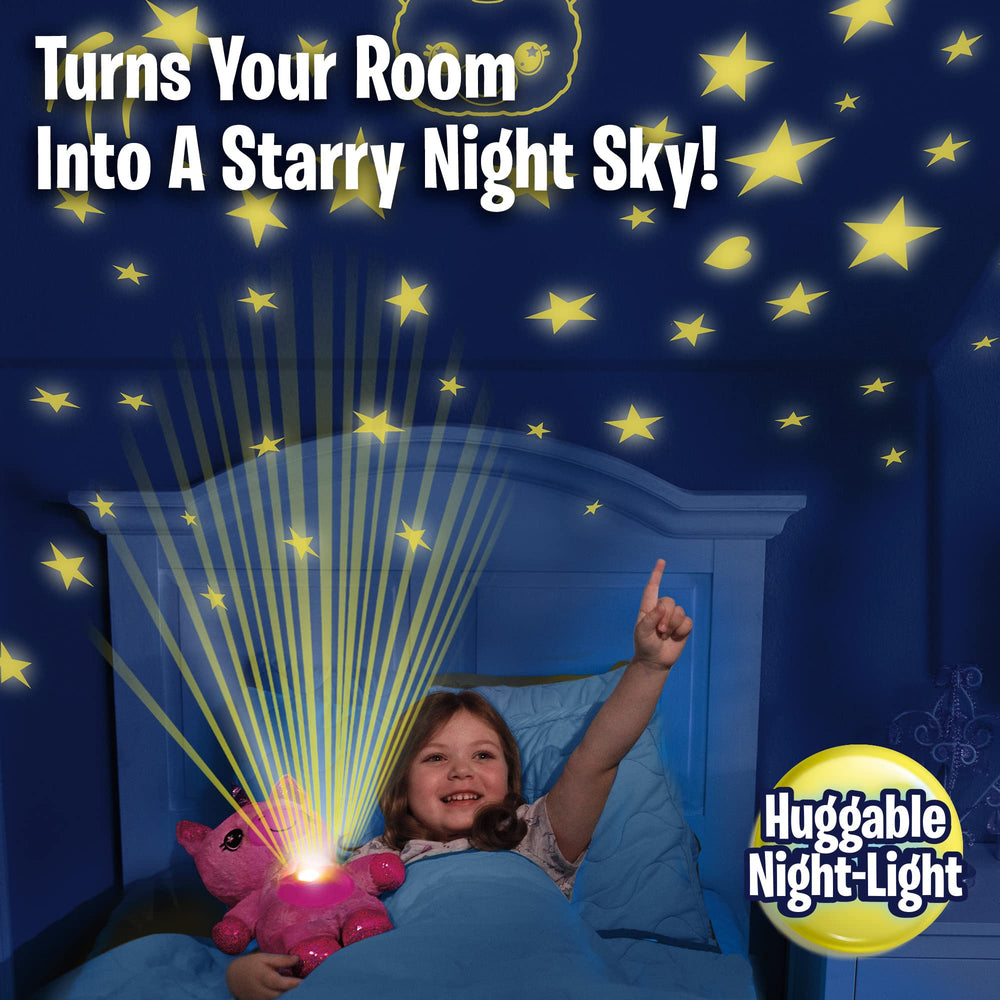 Rotating stars drift across walls creating a calm ambiance.
