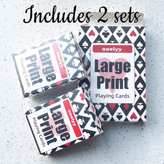 ooelyy large print playing cards pack back in bold red-black design for visibility