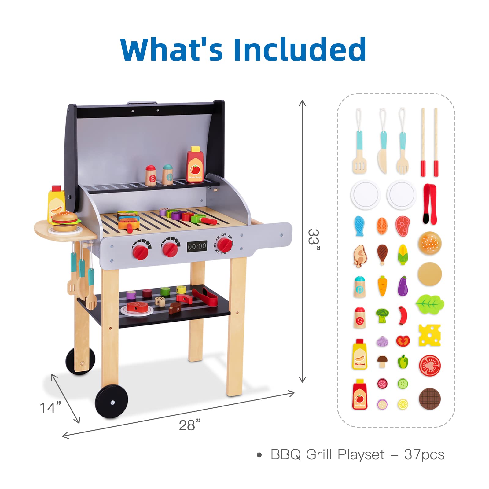 OOOK durable wooden construction ensures sturdy long-lasting pretend play.