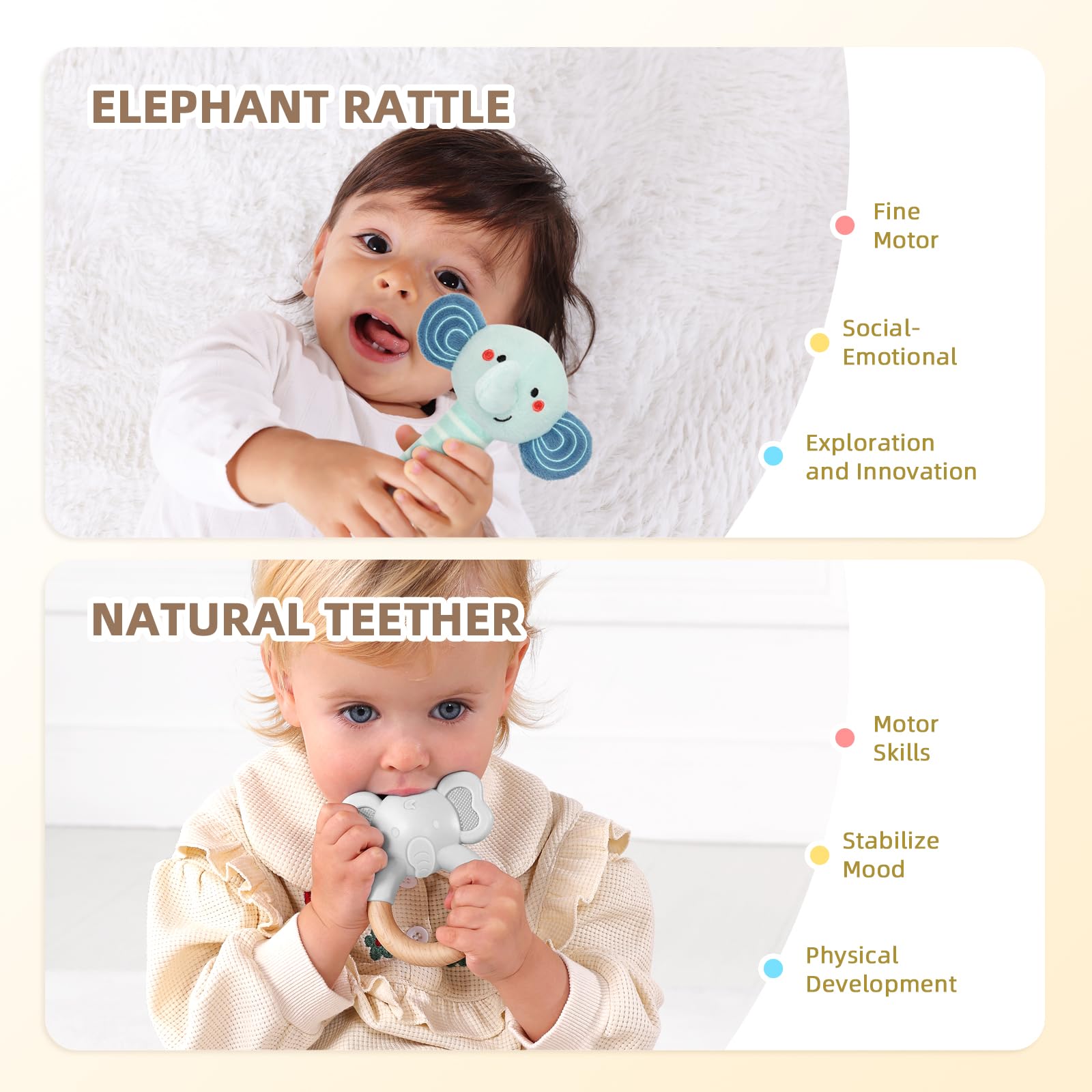 OOOK Montessori toy set image highlights seven-in-one newborn activity kit.