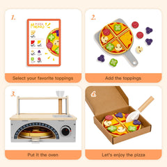 OOOK pizza shop menu image invites kids to role-play taking orders.