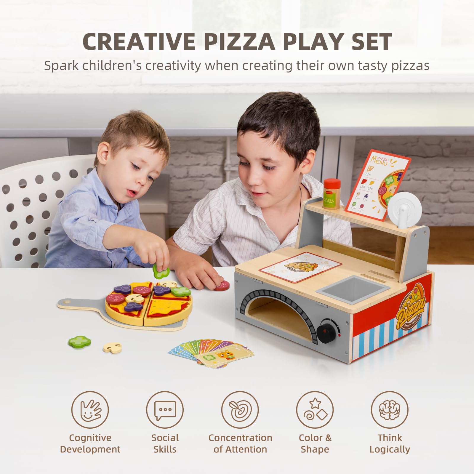 OOOK wooden pizza oven image shows a realistic bake station for imaginative cooking.