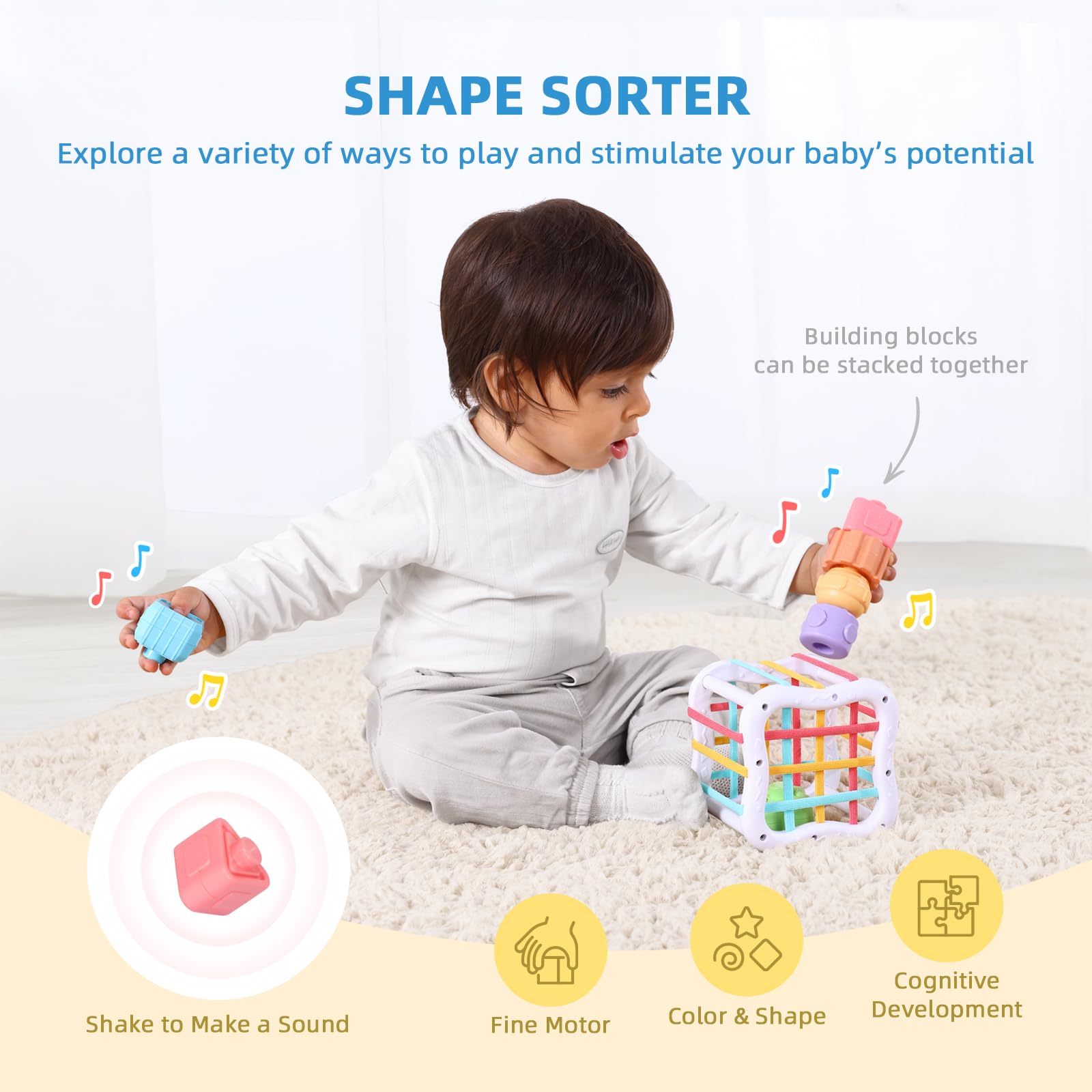 OOK Montessori Toys pounding bench encourages rhythmic play and hand-eye coordination