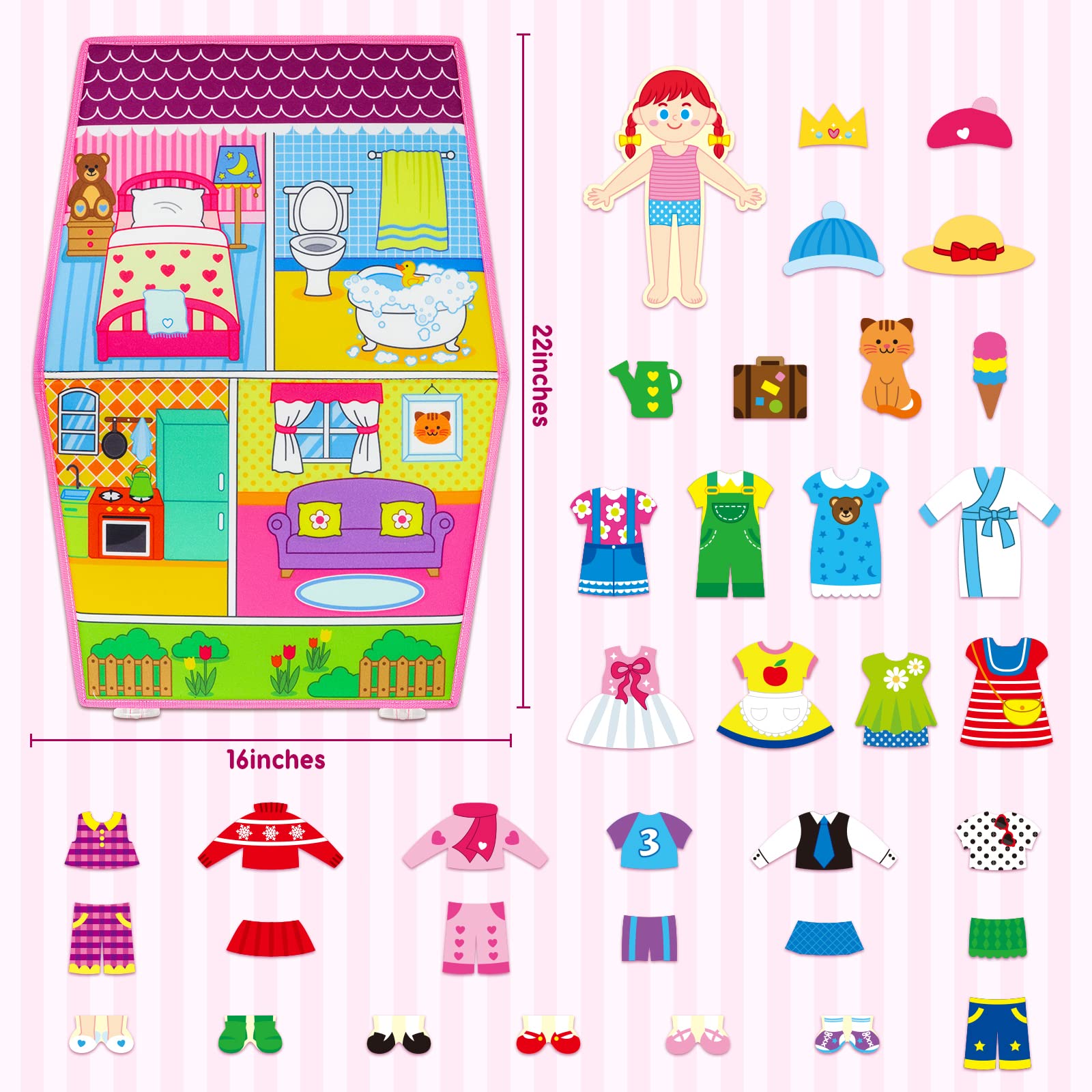 OKOOKO foldable felt board in use, creates versatile scenes for dressing up play.