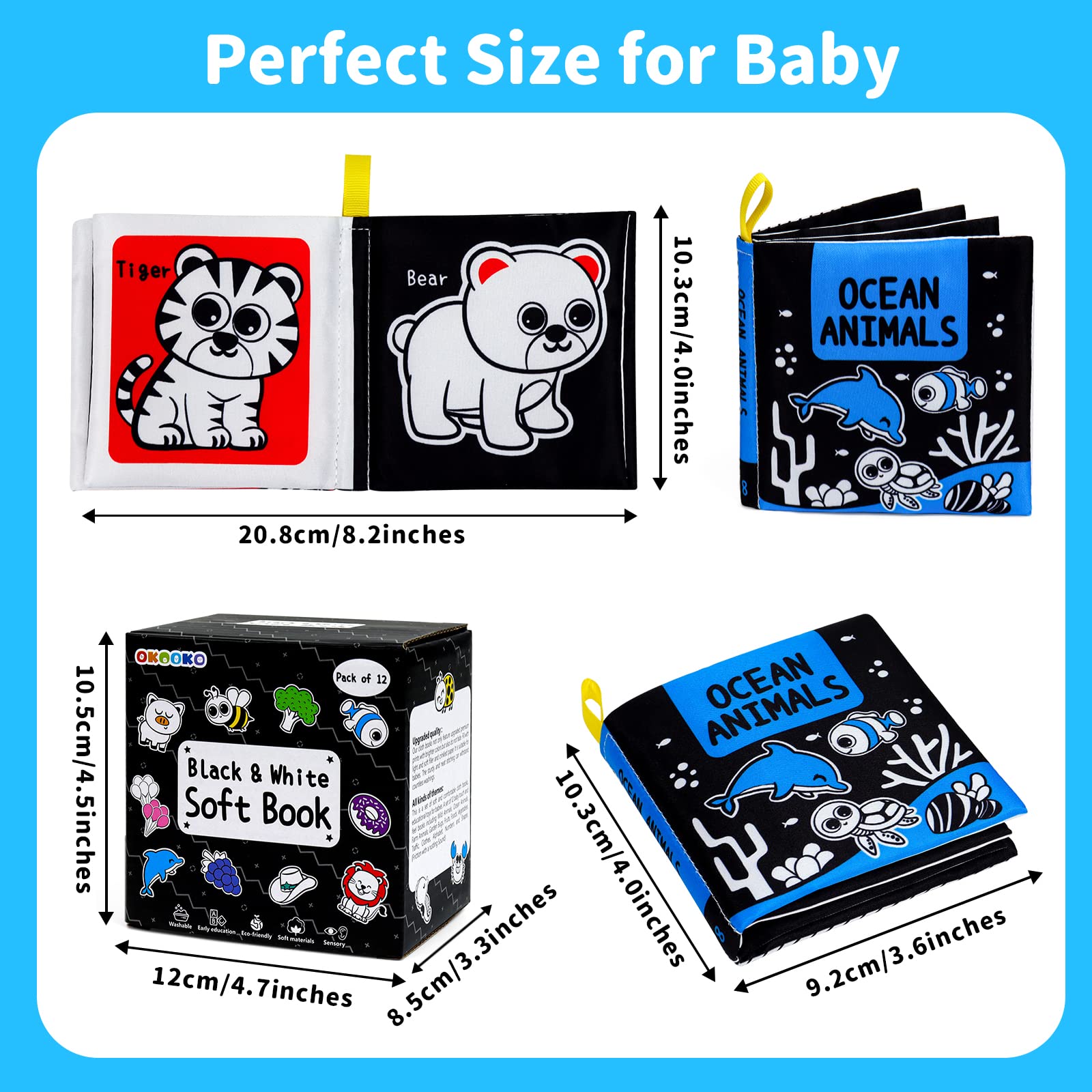 OKOOKO soft books feature ocean animals in high contrast to spark early attention