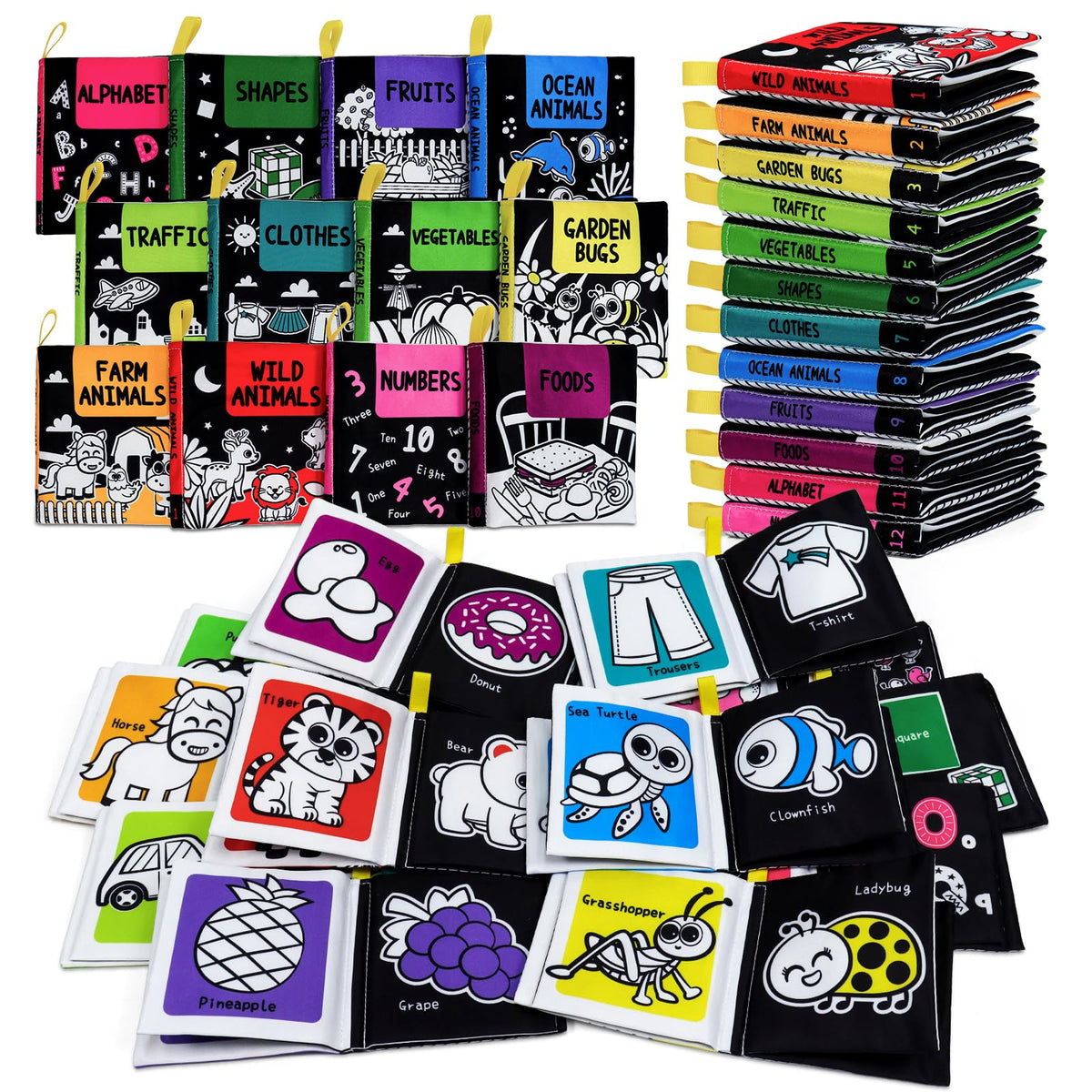 OKOOKO soft books with wild animals in high contrast for visual focus