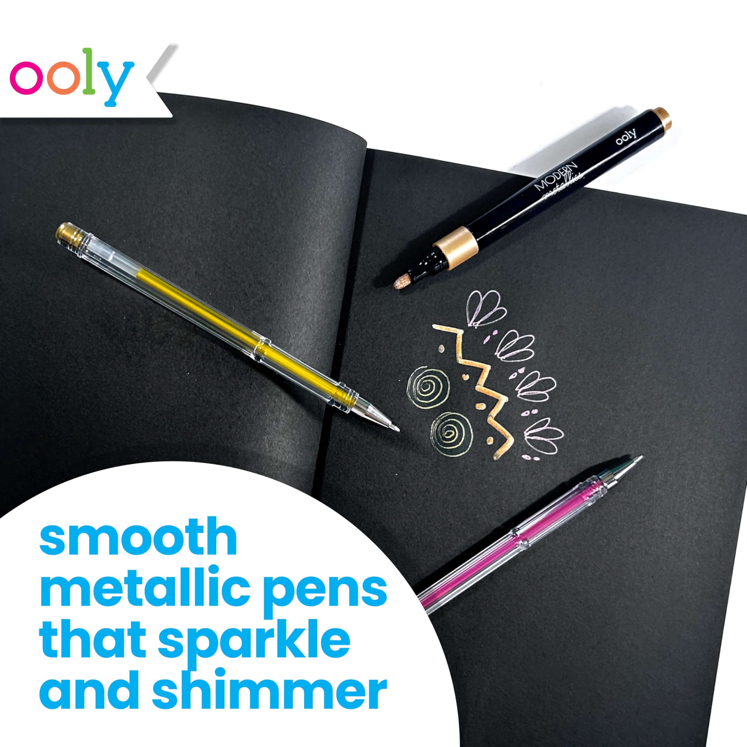 Ooly 13pc metallic drawing kit open pack for travel-friendly creativity