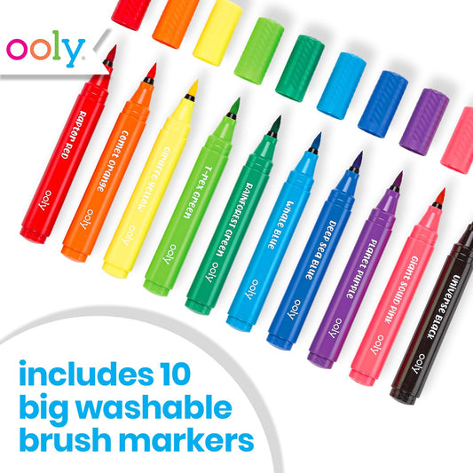 Ooly big brush tip markers show vibrant colors for bold toddler artwork