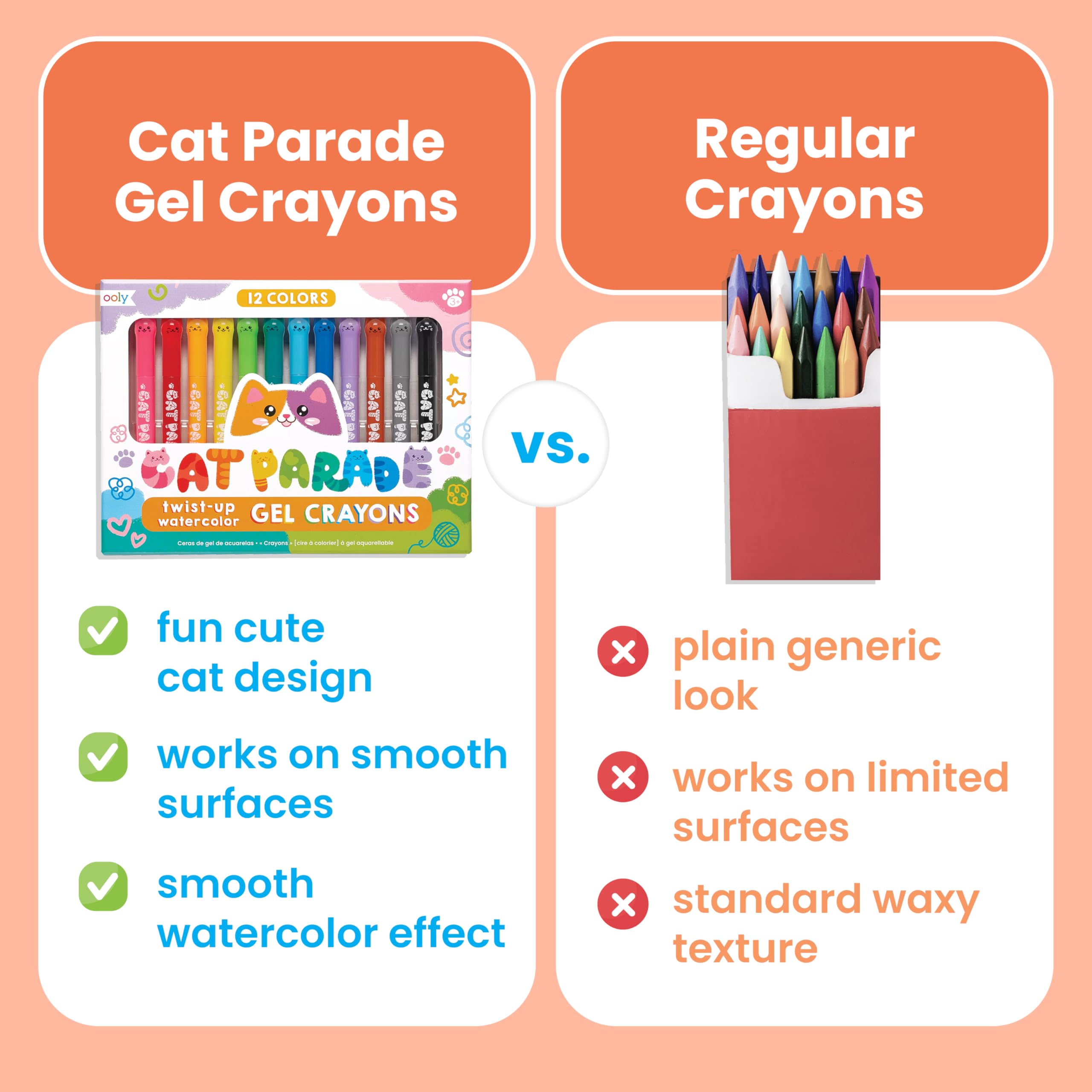 Ooly Cat Parade Gel Crayons glide smoothly on glass surfaces.