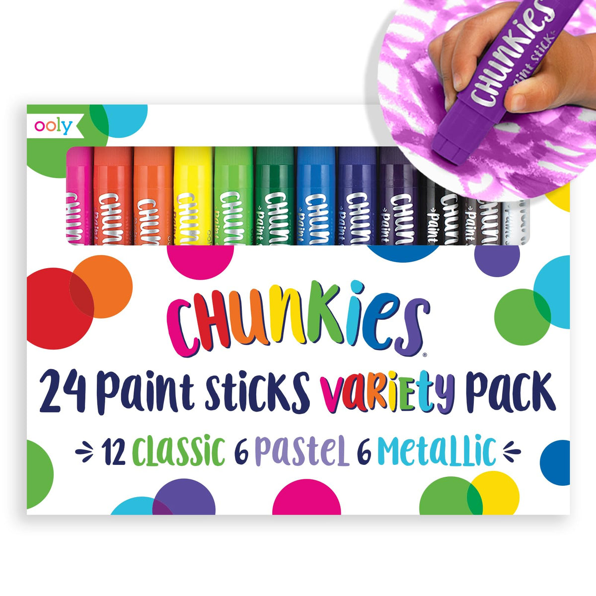 OOLY Chunkies 24 paint sticks classic set for mess-free kid-friendly painting