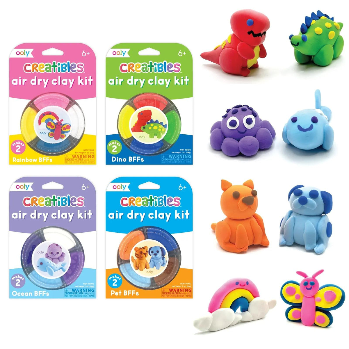 Ooly Creatibles air dry clay in 16 colors in four tubs for easy sculpting
