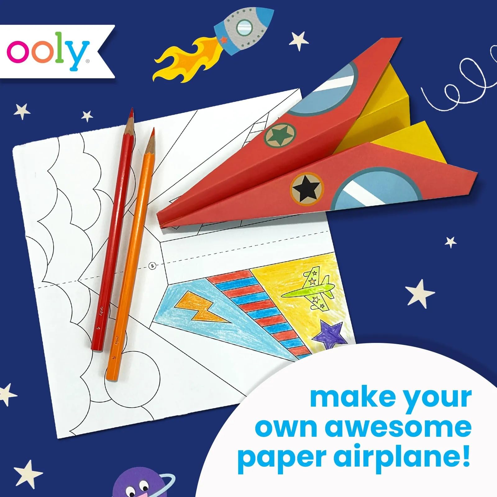 Ooly kit pages show 12 predesigned planes for quick crafting fun