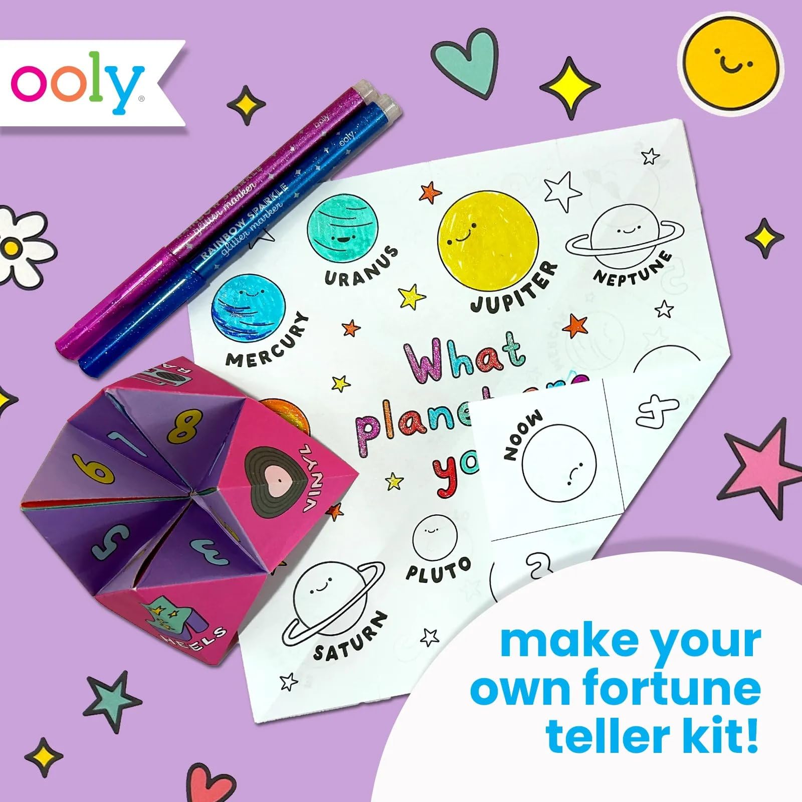 OOLY DIY Paper Kit sticker pages for decorating fortune tellers.
