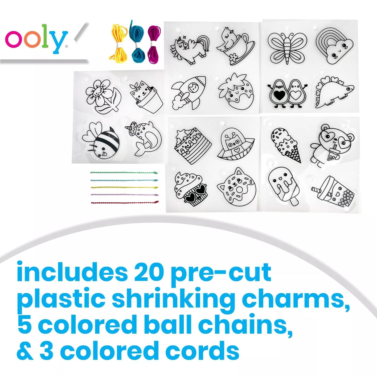 Ooly pre-cut shrinking plastic charms invite easy, cut-free creativity for kids.