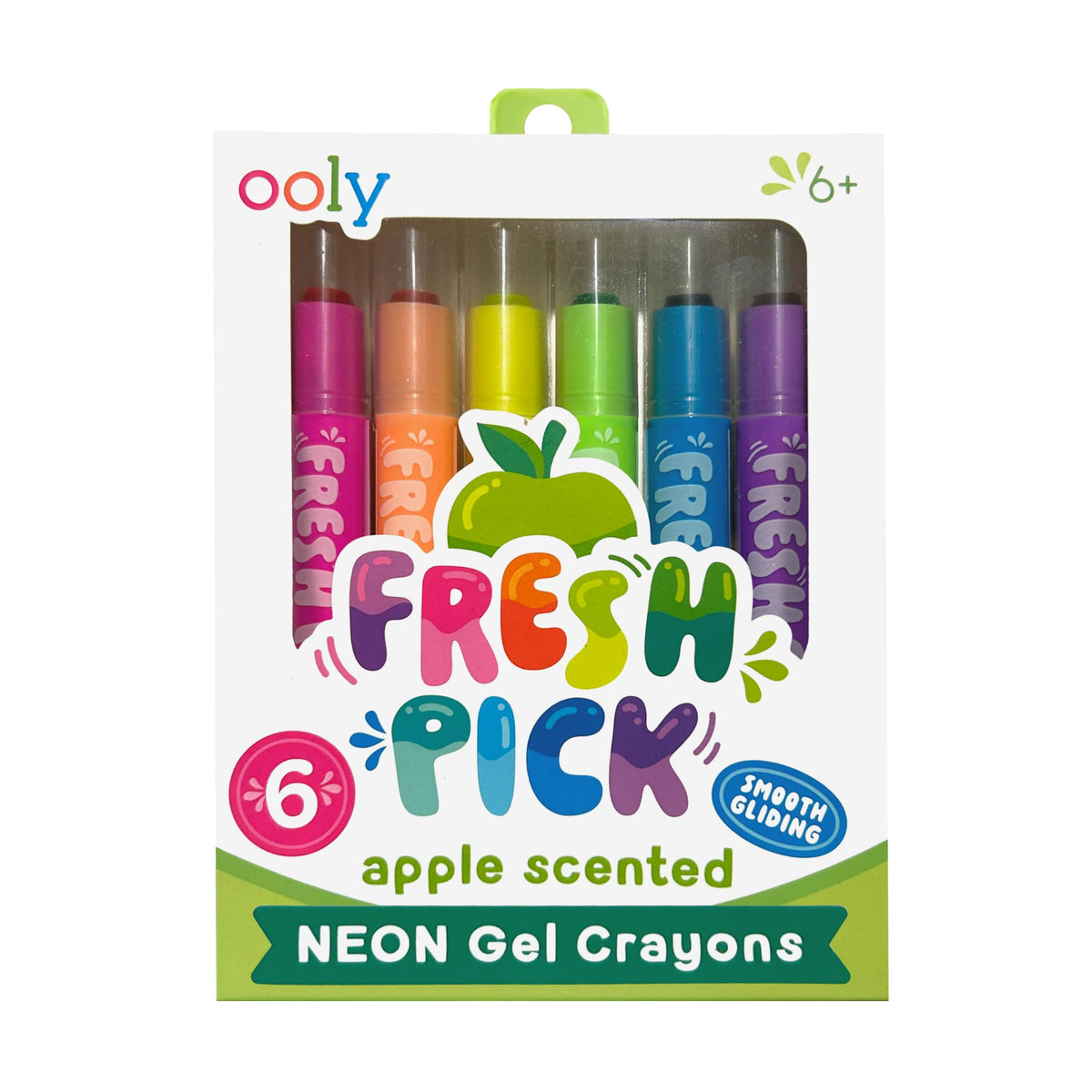Ooly scented neon gel crayons in a twist-up pack for convenient coloring.