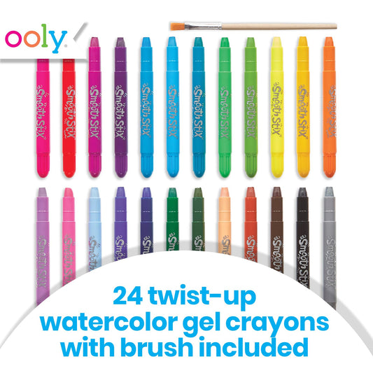 Ooly Smooth Stix Gel Crayons on windows for fun, clean draws that pop with color