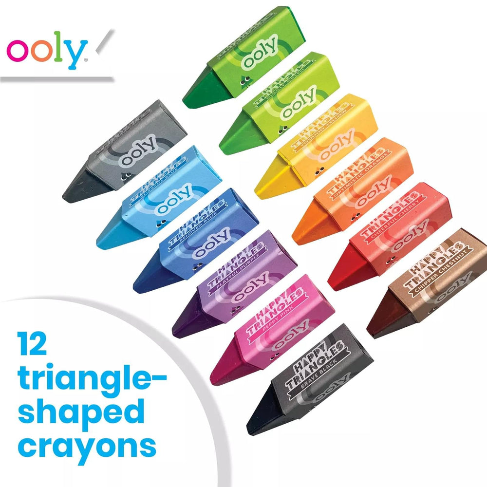 OOLY non-rolling triangle crayons kept desks tidy during art time.