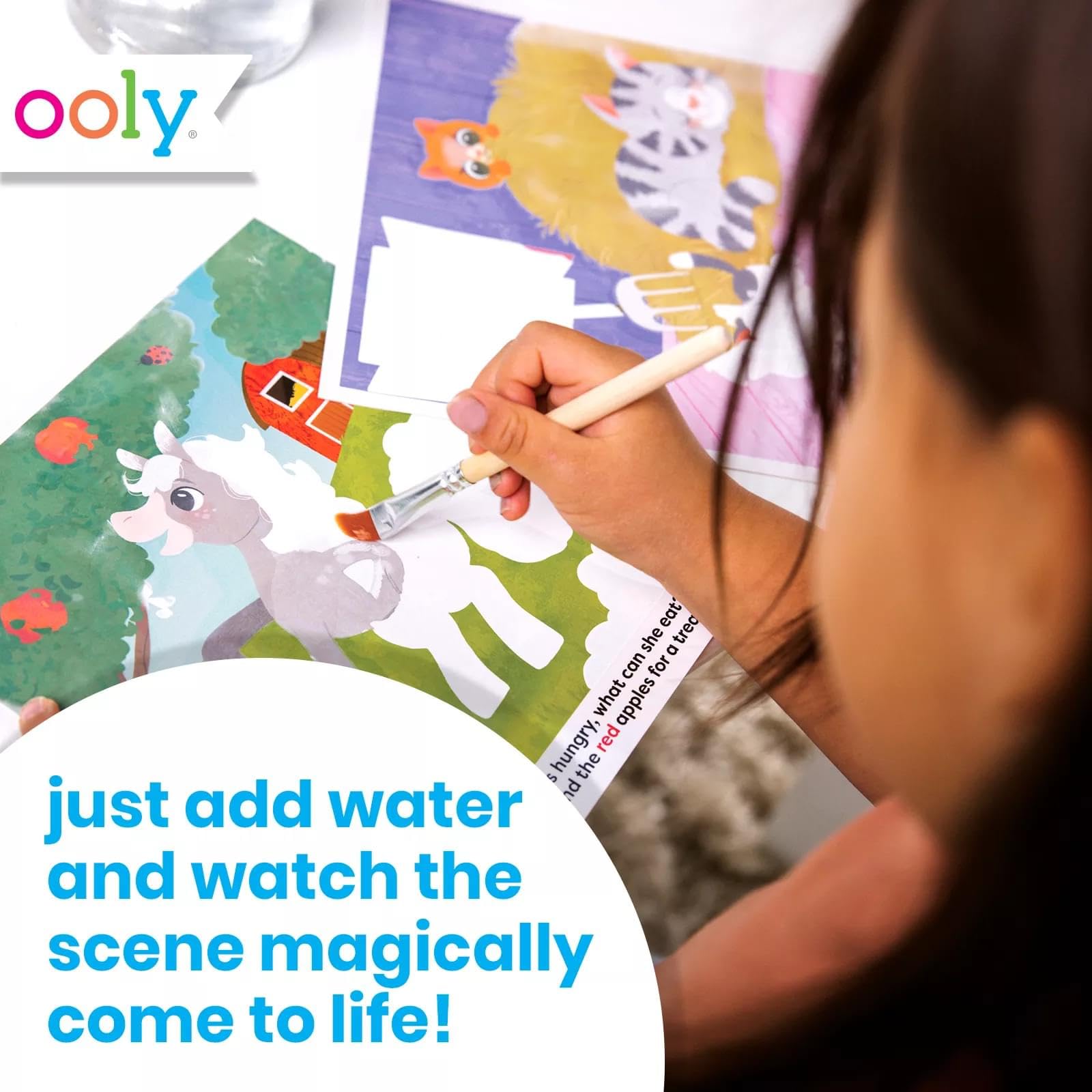Ooly Water Amaze baby animals board sparks imagination through water reveal.