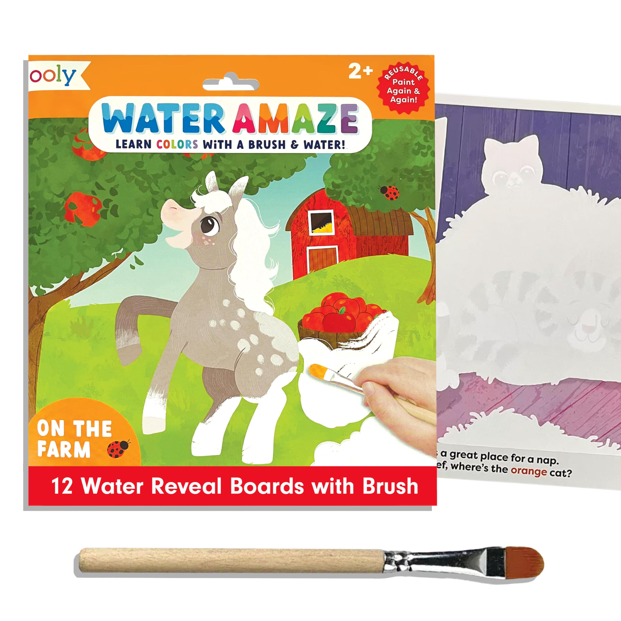 Ooly Water Amaze on the Farm board reveals farm scenes with water for vocabulary-friendly play.