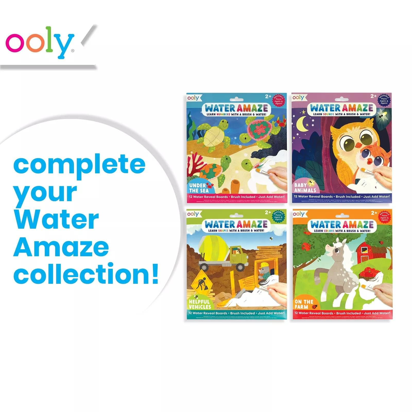 Ooly Water Amaze reusable pads highlight eco-friendly, mess-free repetition.