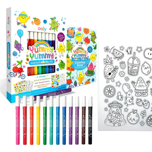 Ooly Yummy Yummy markers with blueberry scent boost coloring fun.