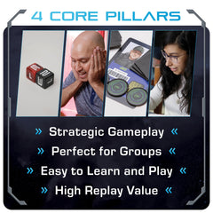 OOMM Games No Escape space-station backdrop enhances family game night immersion.