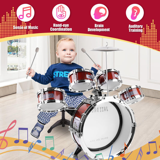 OoneWiser kids drum set with snare drums promotes timing and coordinated movement