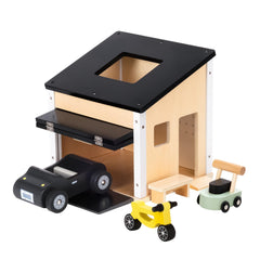 OOOK wooden dollhouse garage with workbench for imaginative playtime