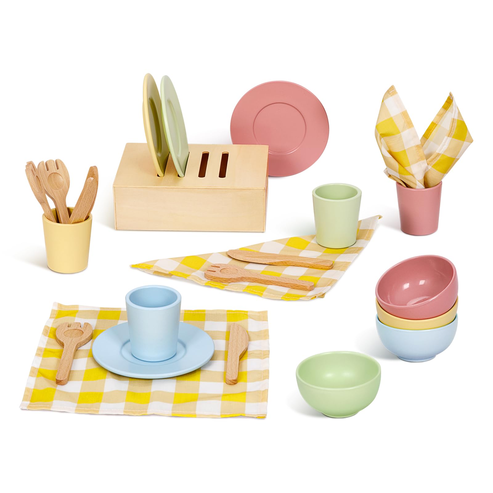 OOOK wooden play dishes plates inspire imaginative meals and cooperative play