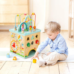 OOOK wooden center with safe rounded edges supports toddler play.
