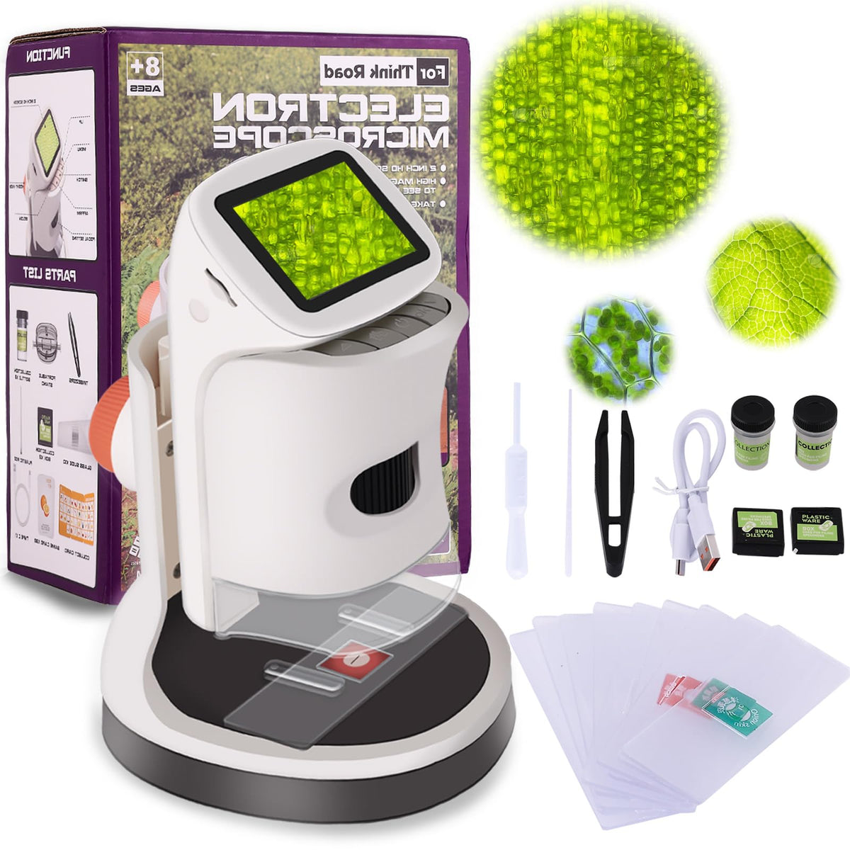 OOZSTAR kid microscope with 2-inch screen for portable observation.