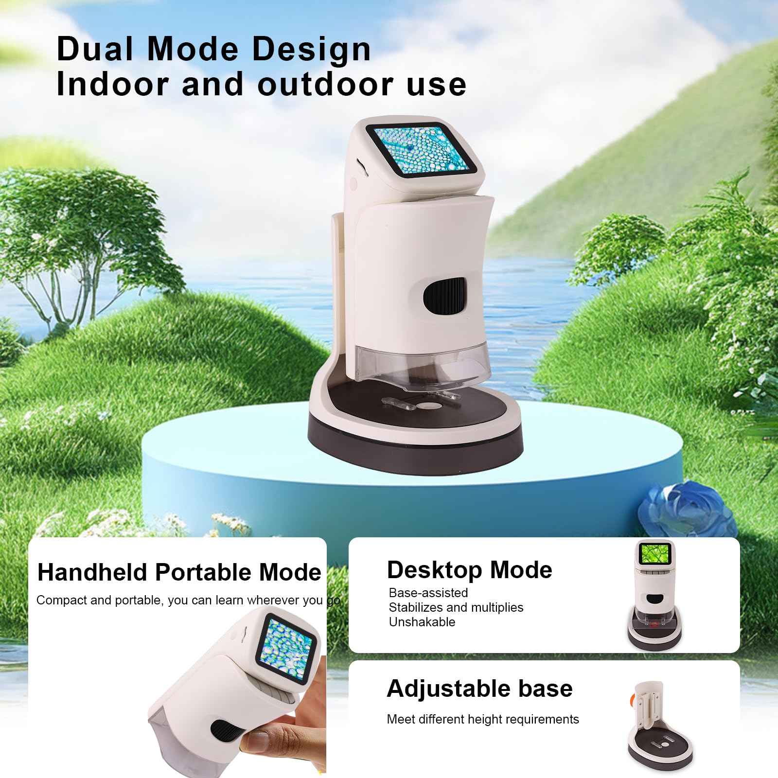 OOZSTAR built-in LED light brightens tiny specimens for clear viewing.