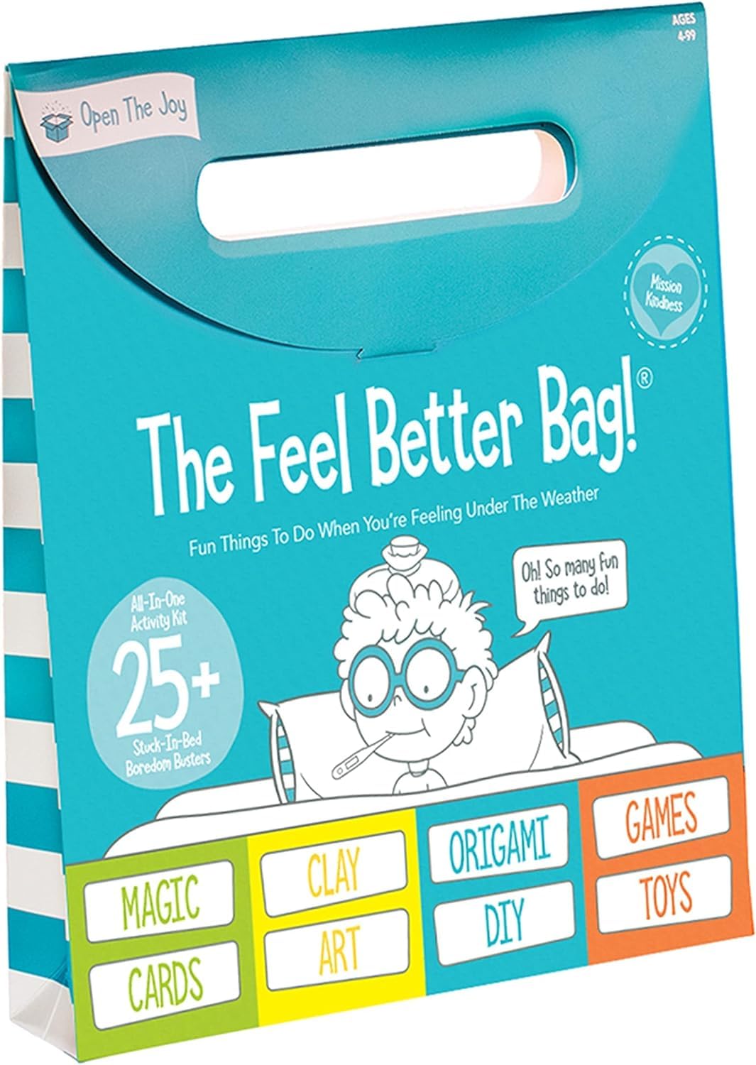 Open The Joy Feel Better Bag: kids playing cards promote family bonding and fun.
