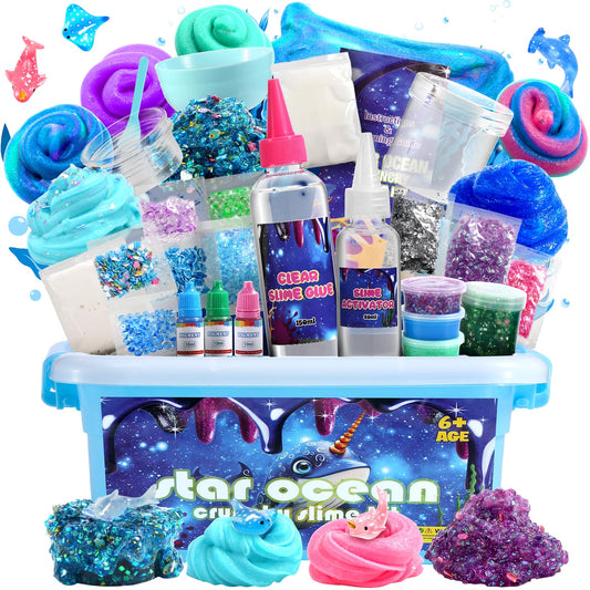 OPLDYRK slime kit variety-types display encouraging imaginative play with multiple textures