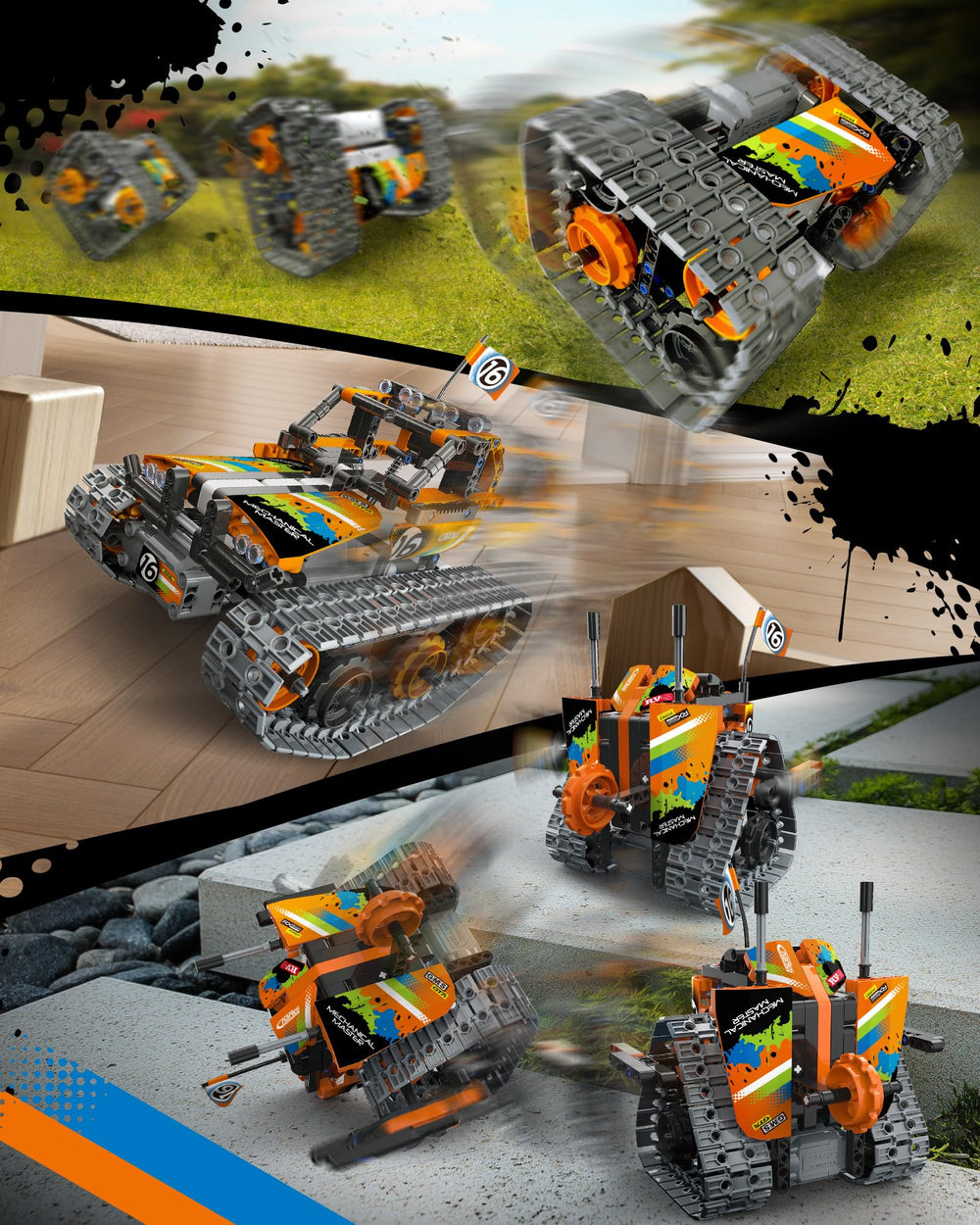 Opmind 360-degree tumbling car in motion for dynamic testing.