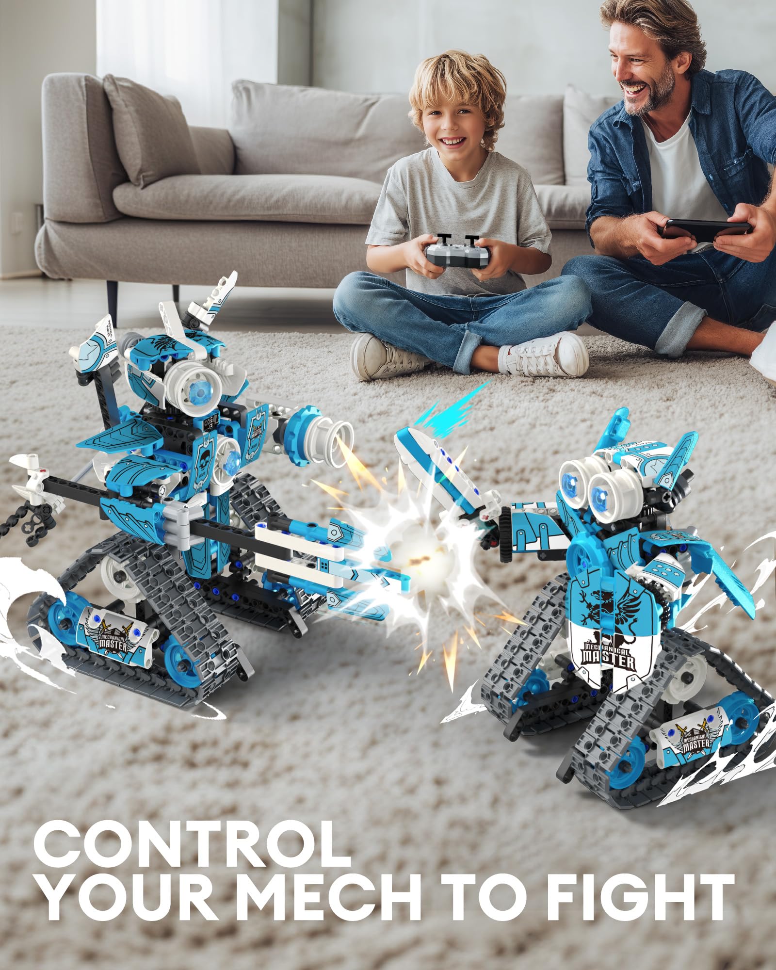 Opmind 5-in-1 RC robot kit app control with Bluetooth modes for flexibility.