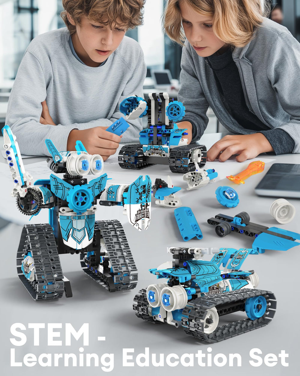 Opmind 5-in-1 RC robot kit tracked cars model supports hands-on building.