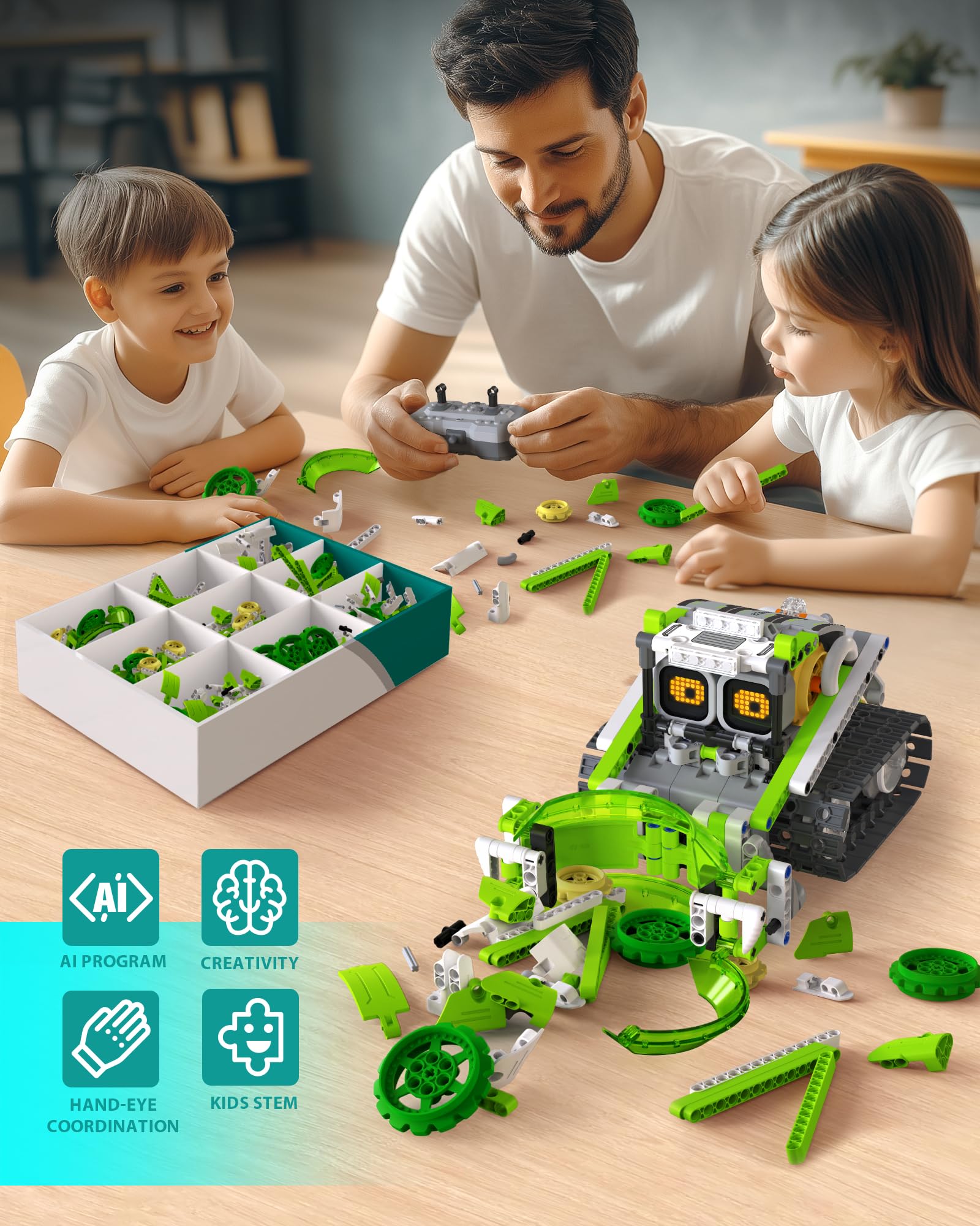 Opmind programmable smart blocks enable beginner coding through hands-on building.
