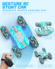 Blue green LED lights on the Opmind RC Car for sci fi vibes