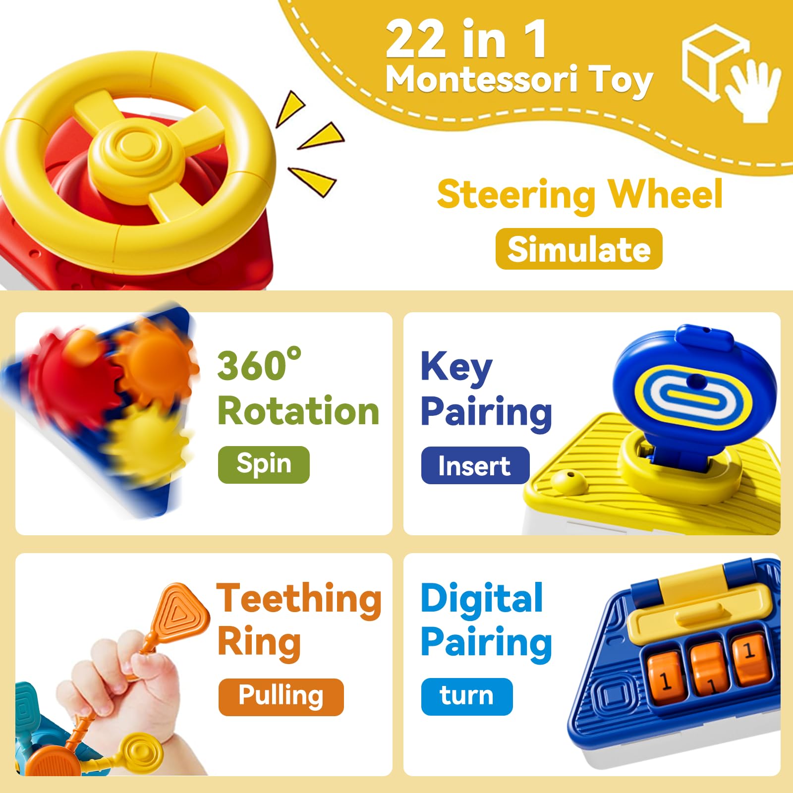 Oppvoci busy board pull string encourages grasp-and-pull actions